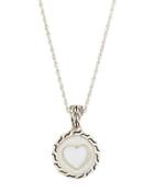Classic Chain Silver Mother-of-pearl Heart Round Pendant Necklace