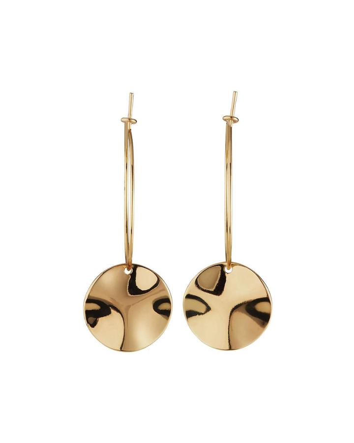 Disk Hoop Earrings, Gold