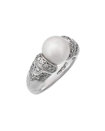 18k White Gold Pearl & Diamond Ring,