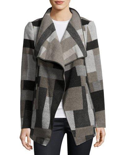 Printed Long-sleeve Jacket, Gray/multi