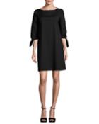 Elaina Tie-sleeve Stretch-cotton Shift Dress, Black