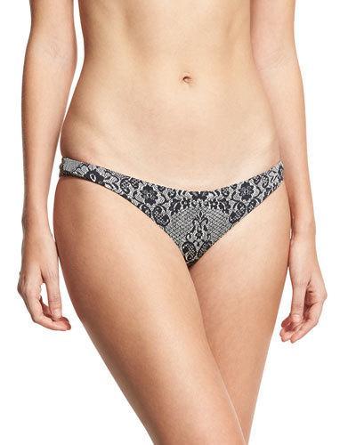 Tattoo You Thong Swim Bottoms, Black Pattern