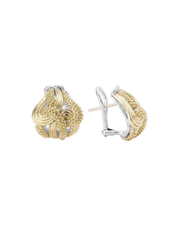 Lagos Two-tone Large Torsade Button Earrings, Women's,