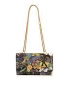 Butterfly-embossed Leather Crossbody Bag