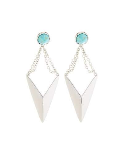 Tulum Rhodium-tone Chain Drop Earrings, Turquoise