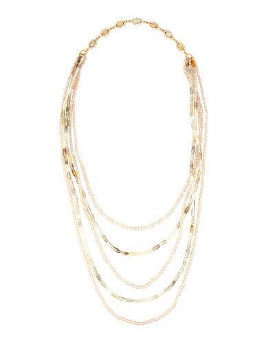 Long Five-row Delicate Beaded Necklace