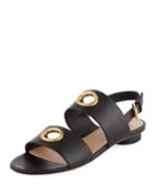 Eyelet-embellished Flat Leather