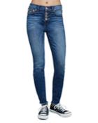 High-rise Raw-hem Super Skinny Jeans W/ Button Fly