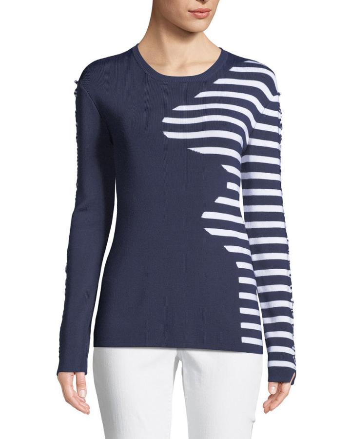 Dagani Striped Long-sleeve Lace-up