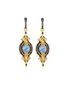 Filigreed Oval Drop Earrings W/ Kyanite, Sapphires & Diamonds
