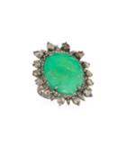 Green Chrysoprase & Diamond Ring,