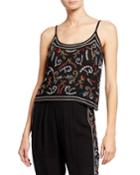 Darsha Embroidered Scoop-neck Tank Top