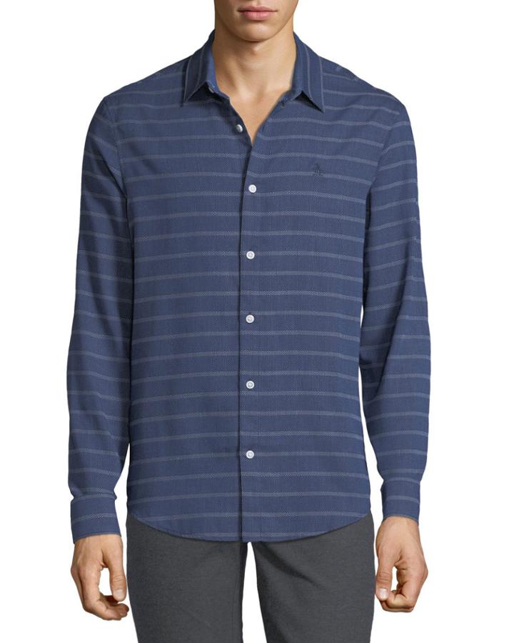Men's Horizontal Stripe Button-down