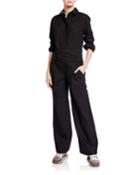 Open-back Long-sleeve Tie-waist Jumpsuit