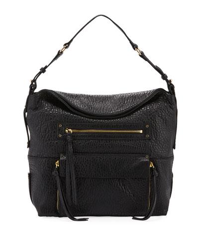 Tuscon Bubble Leather Shoulder Bag, Black
