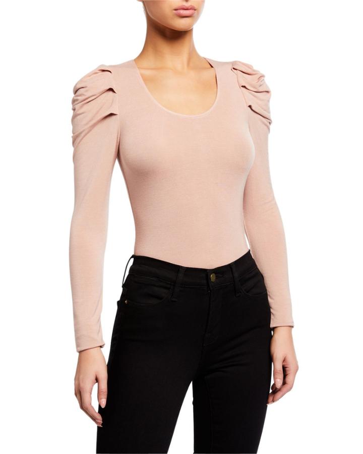 Puff Sleeve Scoop-neck Bodysuit
