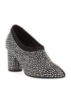 Rhinestone Studded Suede Low-cut Booties