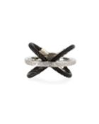 Cable Crisscross & Diamond Pave Ring In Black,