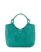 Nancy Gonzalez Medium Dipped Crocodile Tote Bag, Turquoise, Women's, Green