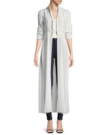 Woven Jacket W/ Chiffon Hem