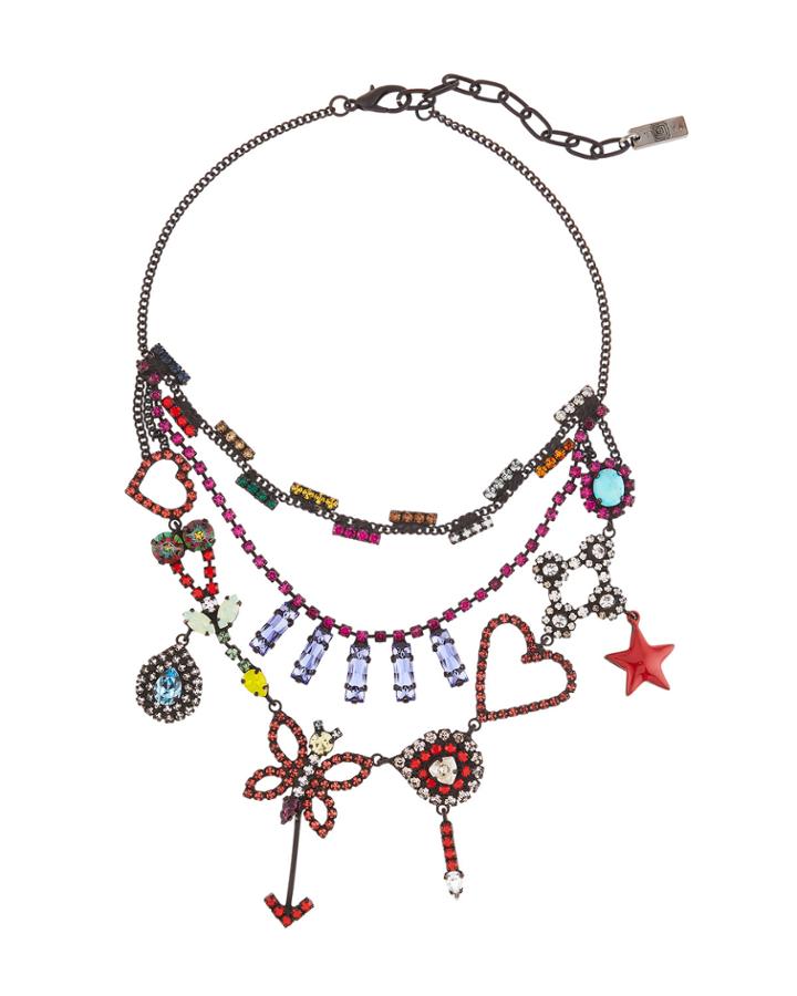 Crystal Charm Statement Necklace