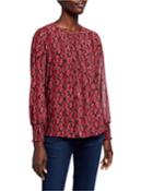 Snake Print Long-sleeve Pintuck Top