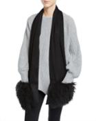 Cashmere Mongolian Lamb Fur Scarf With Pockets
