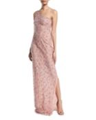 One-shoulder Beaded Evening Gown