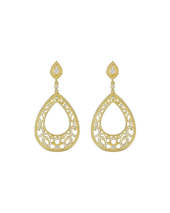 Scroll Pear Shape Earrings With Top Pear Post