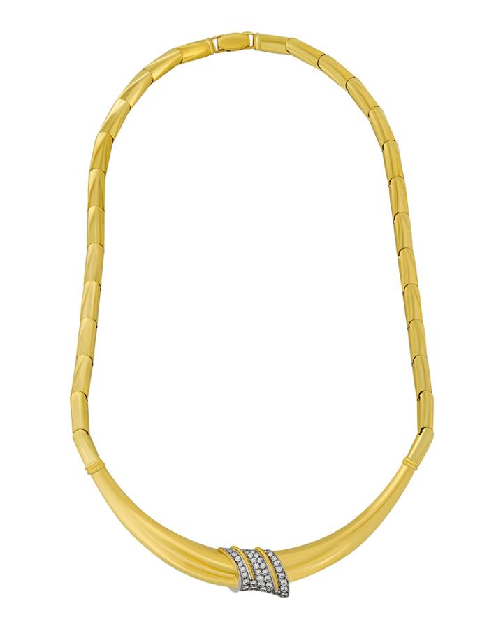18k Smooth-link & Diamond Necklace