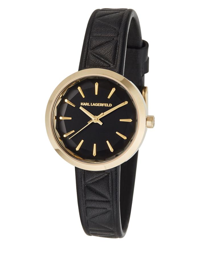 31mm Janelle Leather Watch, Black/gold