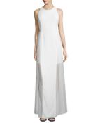 Chloe Paneled Silk Chiffon Long Dress, White