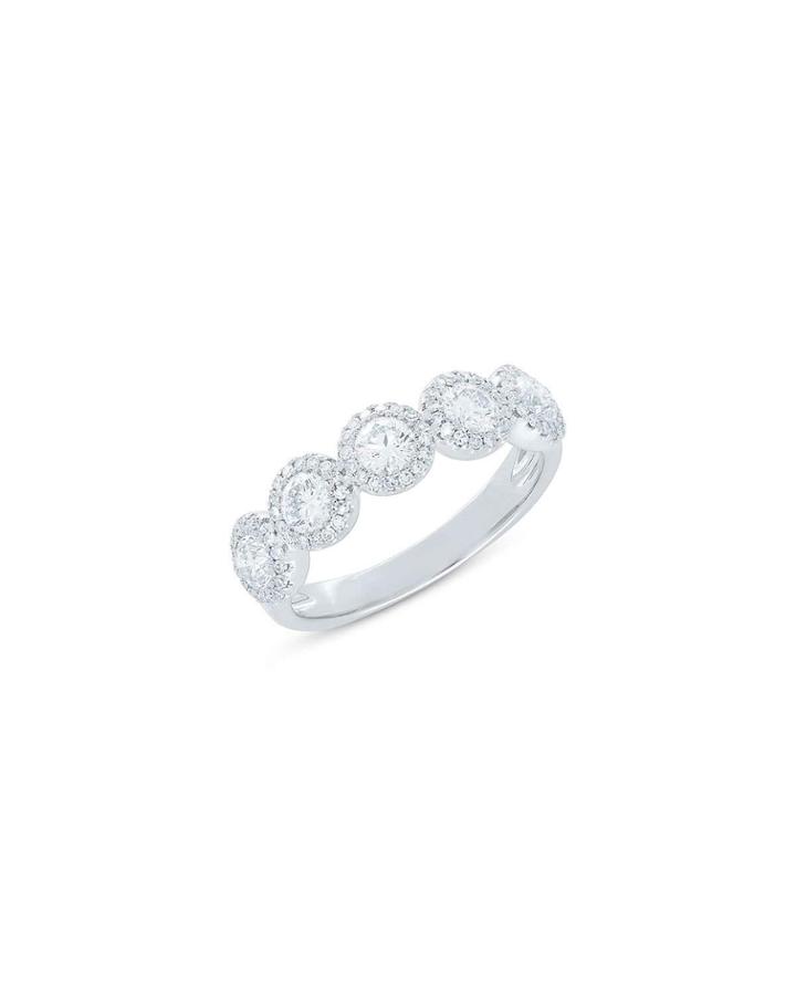 14k White Gold 5-diamond Ring,