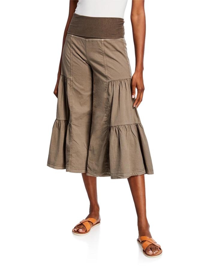 Side Tier Palazzo Wide-leg Cropped Pants