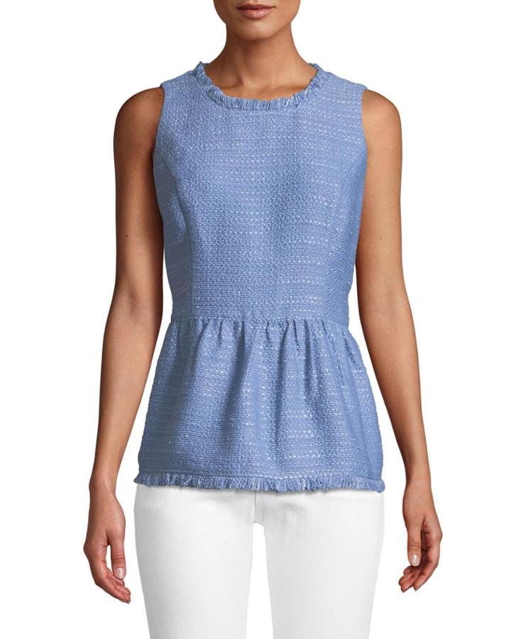 Tweed Peplum-hem Tank