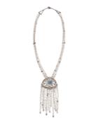 Multicolor Sapphire Pendant Necklace With Fringe