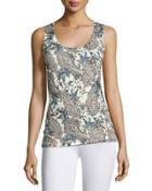 Superfine Lily Paisley Silk-blend Tank