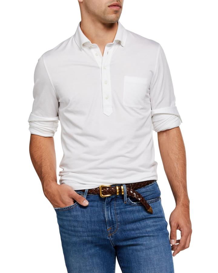 Men's Half-button Solid Polo