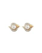 14k Twisted Pearl & Diamond Earrings
