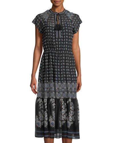 Floral-print Chiffon Tie-neck