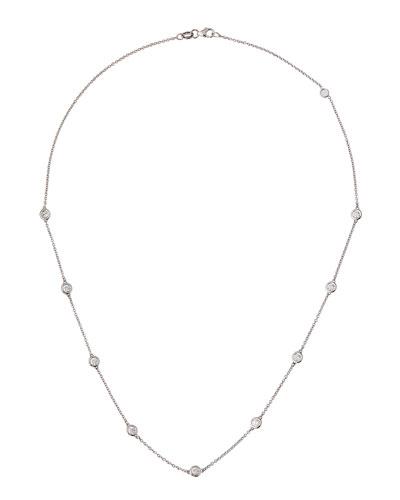 14k White Gold By-the-yard Floating Diamond Station Necklace