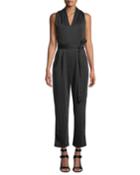 Glitter Tie-front Wide-leg Jumpsuit