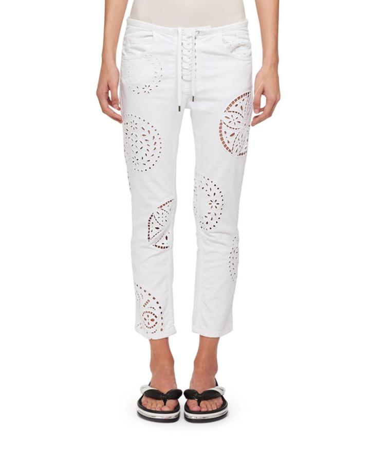 Ronny Straight-leg Broderie Anglaise Cutout Cotton