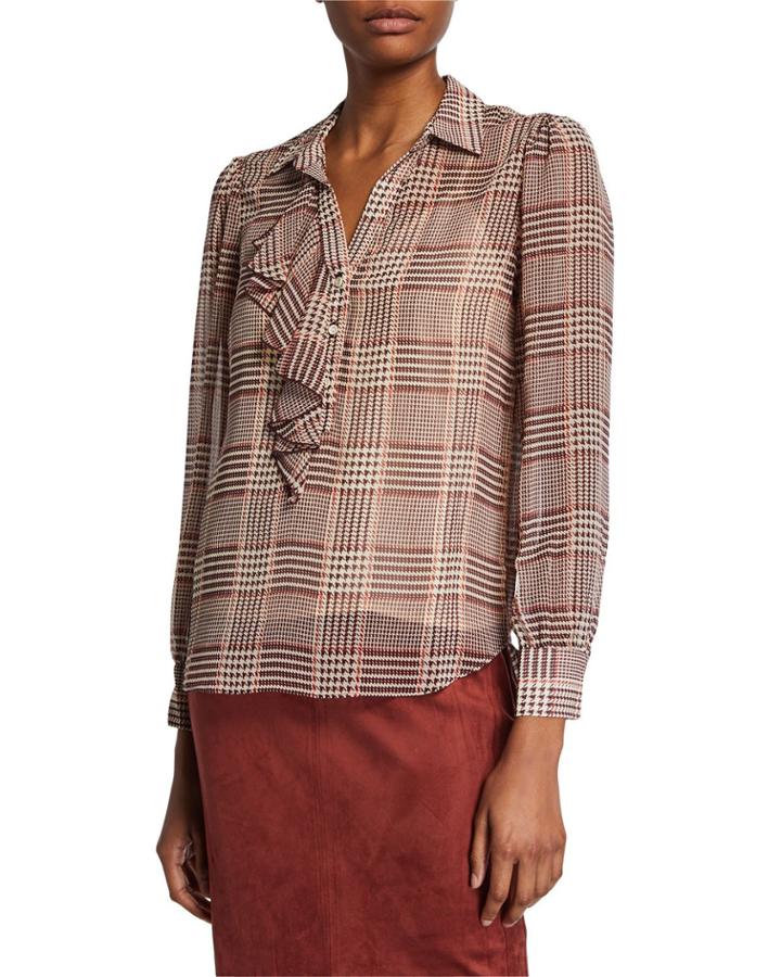 Houndstooth Plaid Ruffle