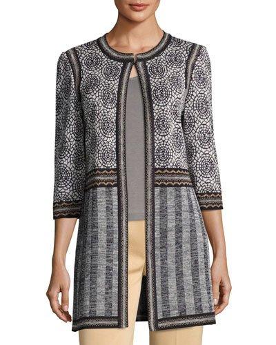 3/4-sleeve Graphic-knit Jacket,