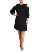 Willa Cold-shoulder Puff-sleeve Sheath Dress,