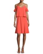 Selin Cold-shoulder Popover Dress, Orange