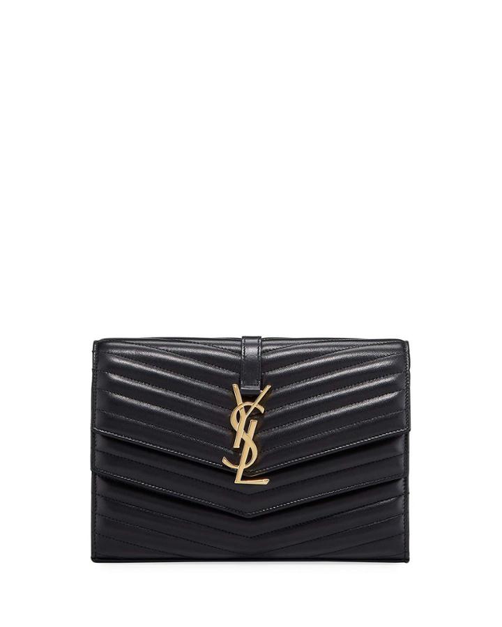 Sulpice Ysl Monogram Quilted Leather Triple V-flap Crossbody Bag