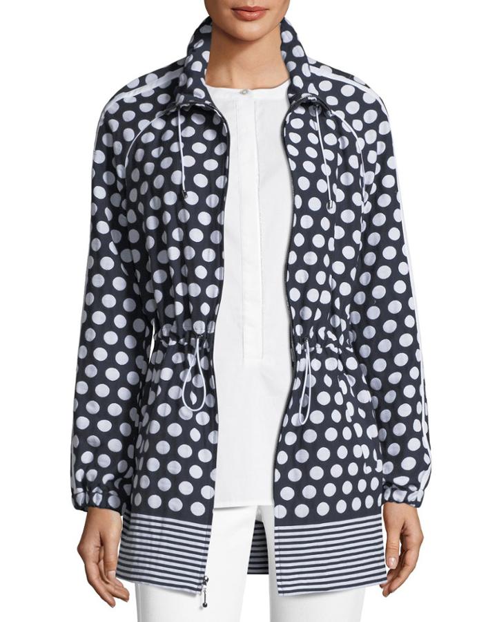 Dot-print Draw-cord Anorak Jacket