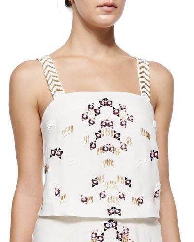 Charlotte Embroidered Cropped Tank